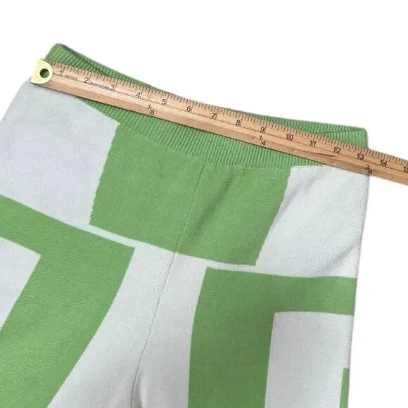 Princess Polly Green & White Wide-leg High-Rise Check Knit Pants - Size L/XL - Picture 6 of 7